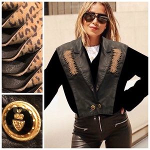 ⚡️Vintage Leather Wool Cropped Jacket